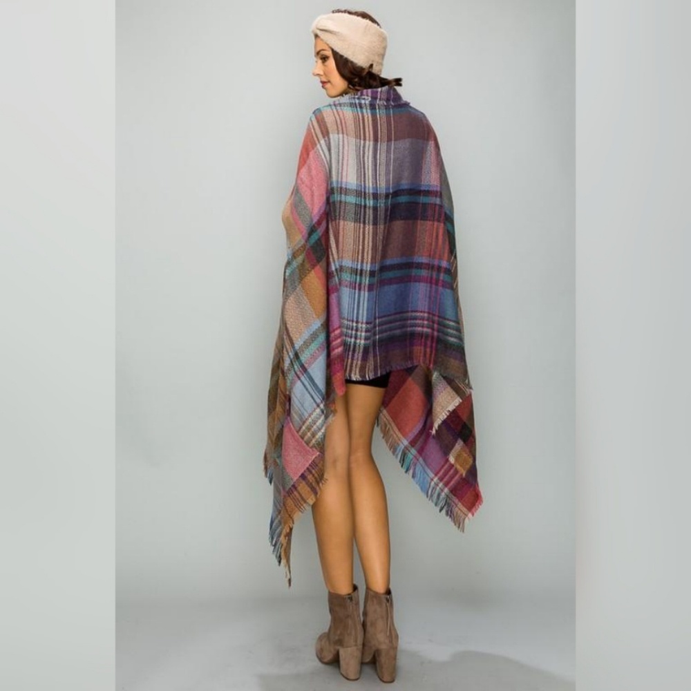 Plaid Ruana / Poncho - Picture 2 of 2